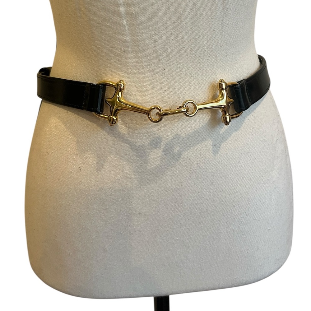 Elegant Black and Gold Women's snaffle bit Belt